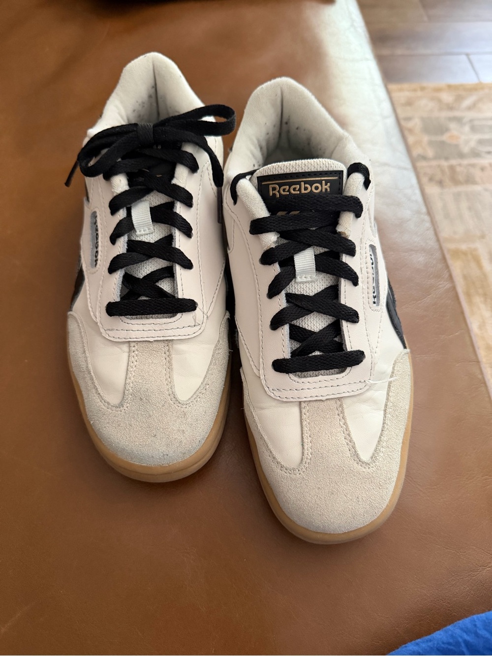 Reebok Classic White & Black Leather Sneakers